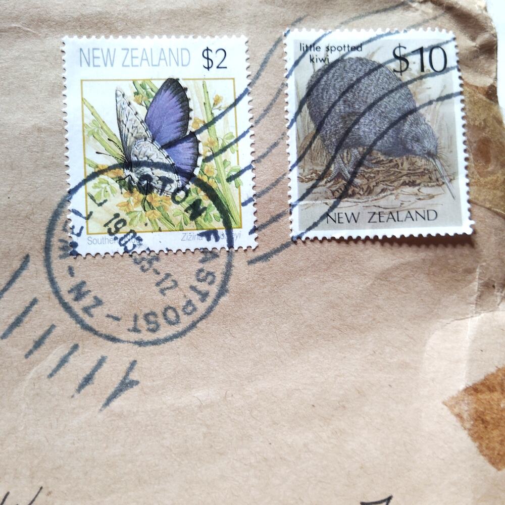 New Zealand 1995 Postal Cover $2 Butterfly & $10 Kiwi Stamps to USA